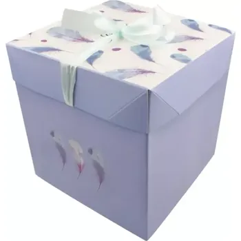 Dárková taška Anděl Dárková krabička skládací s mašlí fialová M 16,5x16,5x16,5 cm