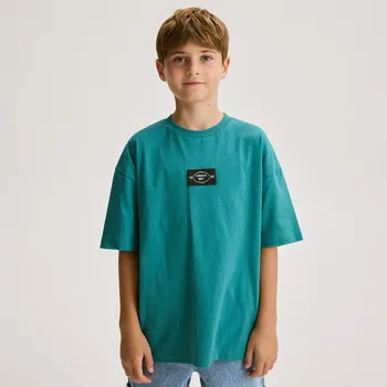 Dětská móda Reserved - Tričko s potiskem - petrolejová - 868II-67X - 868II-67X-170