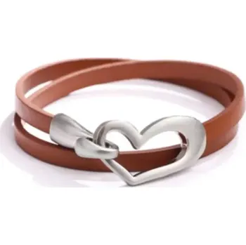 Náramek MiTe Kožený náramek srdce hnědý