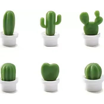 Dekorativní magnet Cacnet 3D magnetky na lednici kaktusy v bílém květináči 6 ks