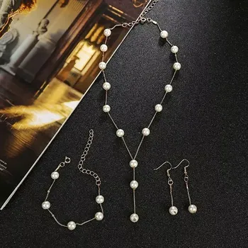 Souprava šperků Fashion Jewelry Souprava perel stříbrná