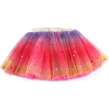 Dívčí sukně Luliu Sukně tutu tylová zlatý pásek a hvězdičky cca 3-7 let OP206