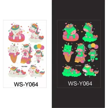 Odstranitelné tetování Glow Tattoo tetovací obtisky svítící ve tmě Jednorožec Baby