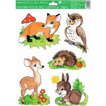 Okenní dekorace Okenní dekorační fólie malovaná zvířátka ježek 33,5 x 26 cm