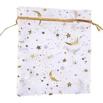 Dárková taška Unique Dárkový sáček organza měsíc a hvězdy 9x12cm