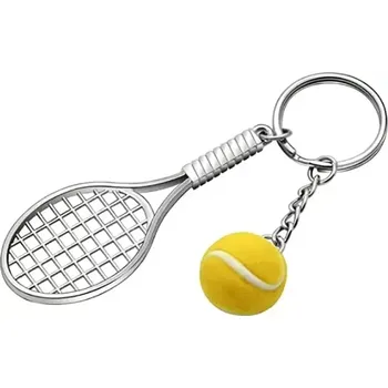 Přívěsek na klíče Tenisová raketa a žlutý míček