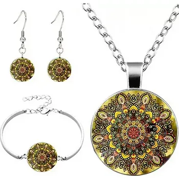 Souprava šperků Fashion Jewelry Souprava náhrdelník, náušnice a náramek Yellow Mandala