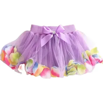 Dívčí sukně Luliu Sukně tutu tylová fialová s okvětními lístky vel. 3-5 let OS1357
