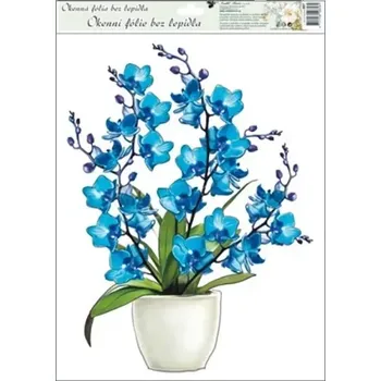 Okenní dekorace Anděl Okenní fólie Orchidej modrá 38 x 30 cm