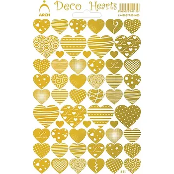samolepka Arch Dekorační samolepky holografické Srdíčka zlatá