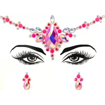 Odstranitelné tetování Party Joy Nalepovací 3D kamínky na obličej a tělo crystal pink