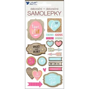 samolepka Anděl Samolepky 3D s ražbou a texty - láska 17 x 9,5 cm