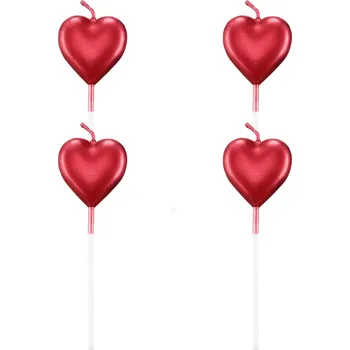 Jedlá dekorace na dort PREZENT Dortová svíčka červené srdce