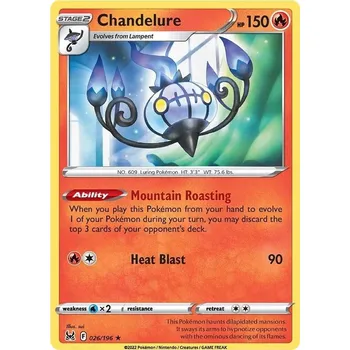Sběratelská karetní hra Chandelure 026/196 - Lost Origin Typ karty: Reverse Holo