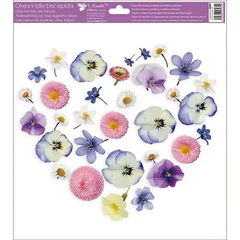 Okenní dekorace Anděl Okenní dekorační fólie Macešky srdce 30 x 33,5 cm