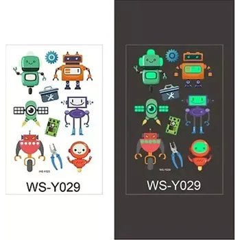 Odstranitelné tetování Glow Tattoo tetovací obtisky svítící ve tmě roboti
