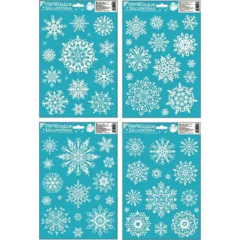 Okenní dekorace Anděl Okenní fólie s glitry Vločky 30 x 20 cm 4 varianty