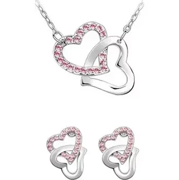 Souprava šperků Souprava Swarovski Elements double hearts pink