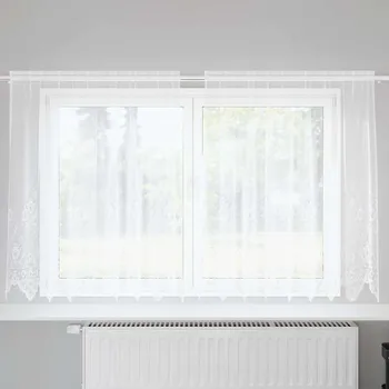Čipkový Závěs se záclonami Bílá 140 x 200 cm Polyester