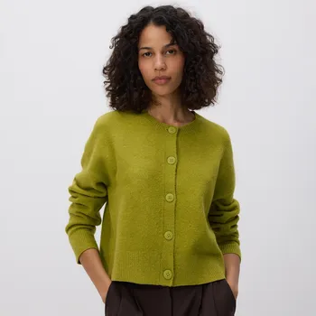 Dámský svetr Reserved - Kardigan se spadlou linií ramen - světle olivová - 275GP-81X - 275GP-81X-XL