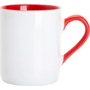 Bílý hrnek 325 ml s barevným vnitřkem a uchem - červený sublimace termotransfer