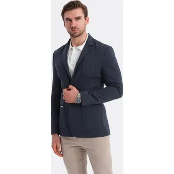 Ombre Clothing Sportovní granátové sako slim fit V3 BLZB-0101