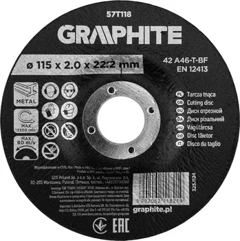Řezný kotouč Graphite Řezný kotouč na kov, korund, vypouklý 115 × 2 × 22,2 mm, 42 A46-T-BF
