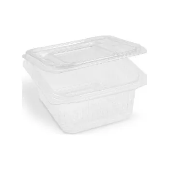 Jednorázové nádobí Miska s víčkem hranatá PET 500ml