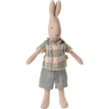 Hračka Maileg Zajíc v kostkované košili a kalhotách Size 1