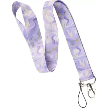 Unique Šňůrka na krk s karabinkou Mramor fialový