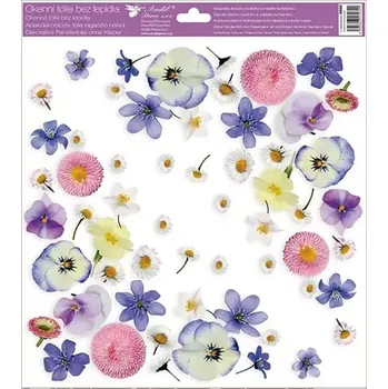 Okenní dekorace Anděl Okenní dekorační fólie Macešky rohová 30 x 33,5 cm