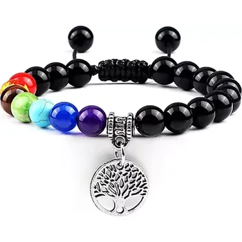 Náramek MiTe Náramek čakry a strom života stříbrný obsidián adjust