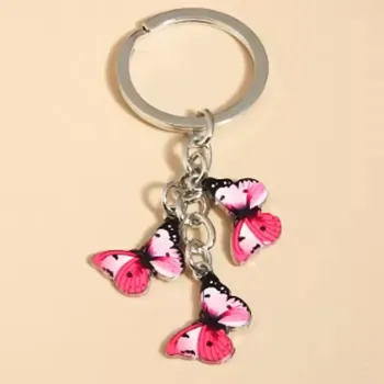 Fashion Jewelry Přívěsek na klíče Tři růžoví motýlci