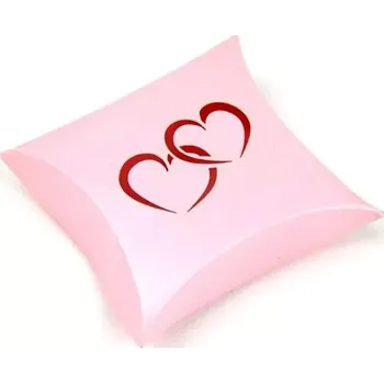 Dárková taška Dárková minikrabička skládací perleťová srdce růžová 5 x 5 cm