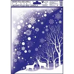 Anděl Okenní fólie rohová s glitry krajina se zvířátky 38 x 30 cm