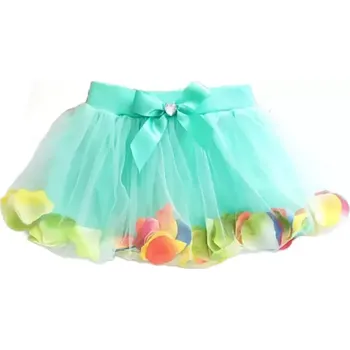 Dívčí sukně Luliu Sukně tutu tylová mátová s okvětními lístky vel. 3-5 let OS1358