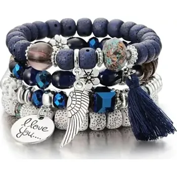 Náramek Fashion Jewelry Dámský náramek 4 v 1 modrý mix