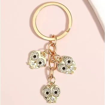 Fashion Jewelry Klíčenka Sovičky zlaté s krystalky