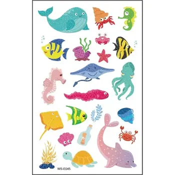 Odstranitelné tetování Tattoo World Tetovací obtisky třpytivé Mořský svět 12 x 8 cm