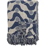 Bloomingville Pléd z recyklované bavlny SANTENA 160 x 130cm modrý