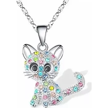 Náhrdelník Lilley Jewelry Dívčí náhrdelník kočička s krystalky JN250