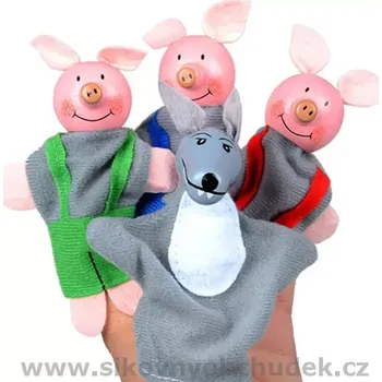 Puppetie Maňásci na prst Tři prasátka a vlk 4 ks OP020