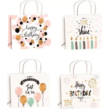 Dárková taška Anděl Taška narozeninová zlatá M 23x18x10cm