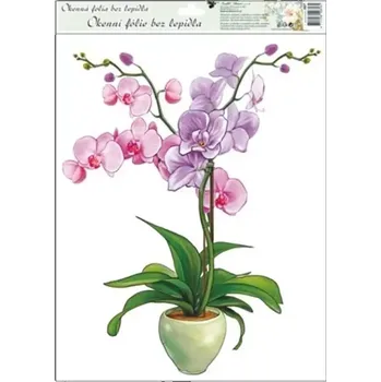 Okenní dekorace Anděl Okenní fólie Orchidej fialová 38 x 30 cm