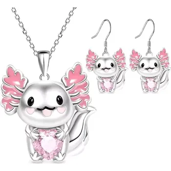 Souprava šperků MiTe Souprava Axolotl náhrdelník a náušnice růžová