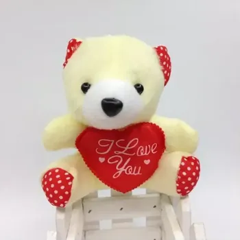 plyšák Plyšový medvídek smetanový Love se srdíčkem 11 cm