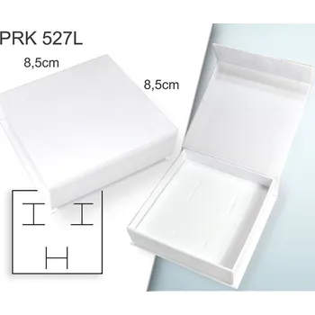 Dárková krabička Krabička na šperky. Materiál papír . Ozn. PRK 527L. Velikost 8,5x8,5cm. Barva Bílá s překlopem