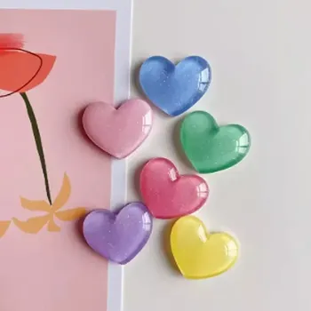 magnetka pro dítě Magnetky srdíčka třpytivá pastelová 2 cm 6 ks