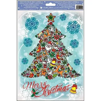 Okenní dekorace Anděl Okenní fólie s glitry Merry Christmas 30 x 20cm AN-215-C