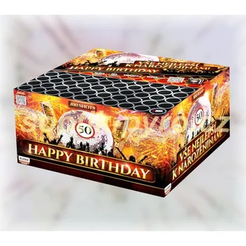 Zábavní pyrotechnika kompakt 100 výstřelů Happy Birthday! (zábavní pyrotechnika kategorie F3 (prodejné od 21 let))